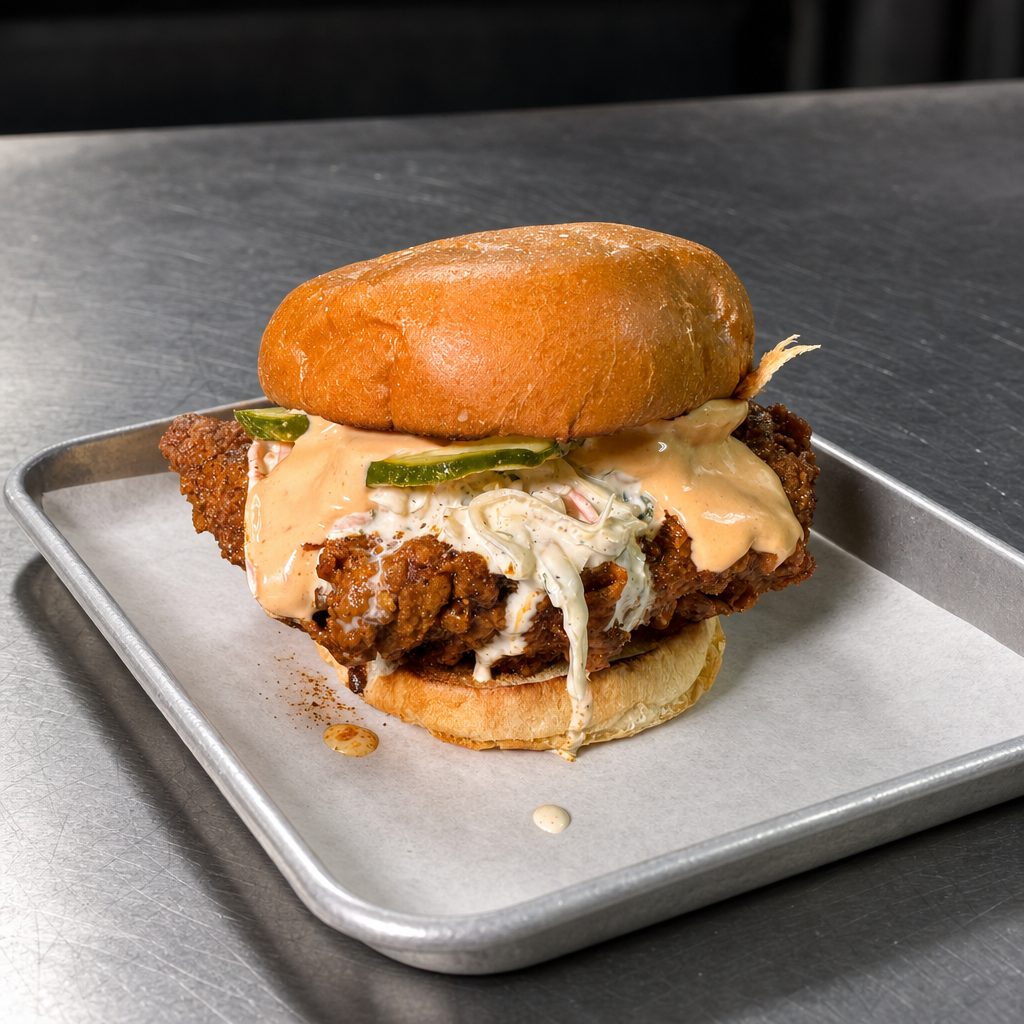 Sark's Hot Chicken Sandwich.